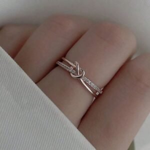 RÉVÉLIAA Dainty Crystal Love Knot Ring