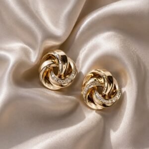 RÉVÉLIAA 18K Yellow Gold & Diamond Swirl Knot Earrings