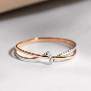 RÉVÉLIAA Two-Tone Diamond Crossover Ring