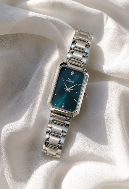 RÉVÉLIAA Emerald Octagonal Steel Watch
