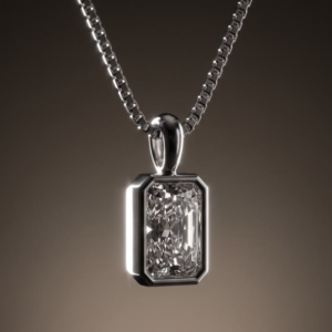 RÉVÉLIAA Radiant-Cut Bezel Solitaire Platinum Pendant