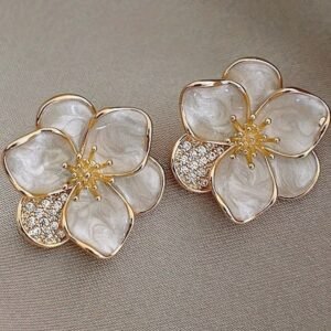 RÉVÉLIAA Mother-of-Pearl & Diamond Blossom Earrings